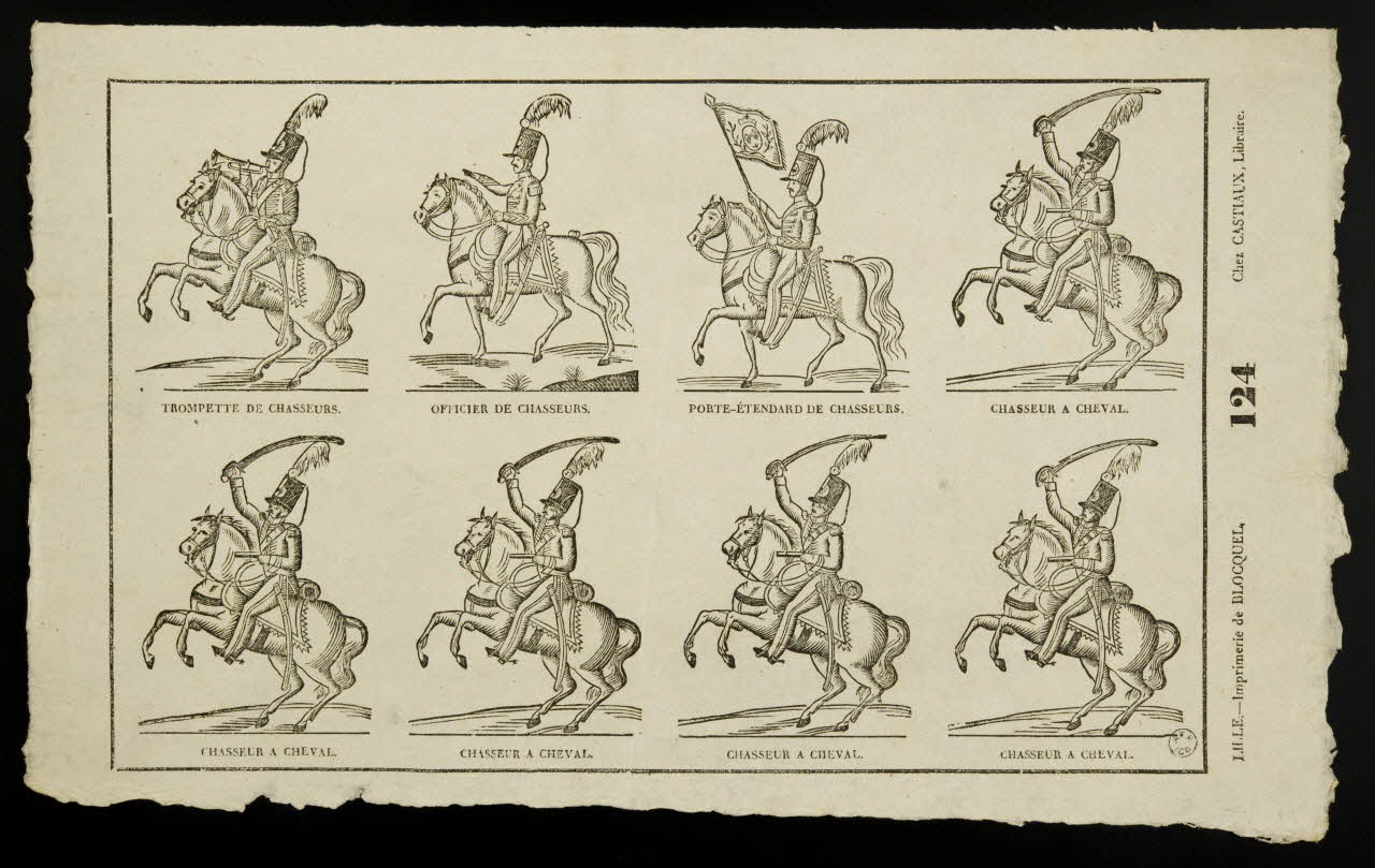 Jean-Baptiste Castiaux ; Simon-François Blocquel imagerie ancienne Planche de militaires Lille 1809-1837 1965.75.468 Photo