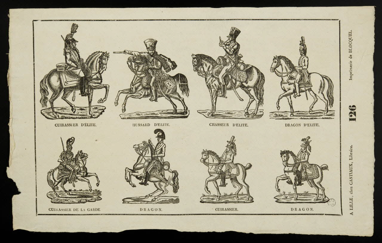 Jean-Baptiste Castiaux ; Simon-François Blocquel imagerie ancienne Planche de militaires Lille 1809-1837 1965.75.469 Photo