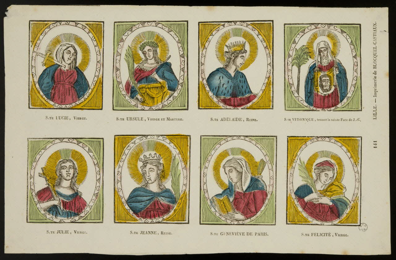 Jean-Baptiste Castiaux ; Simon-François Blocquel suite de figures (2x4) Planche de saintetés Lille 1837-1863 1965.75.474 Photo