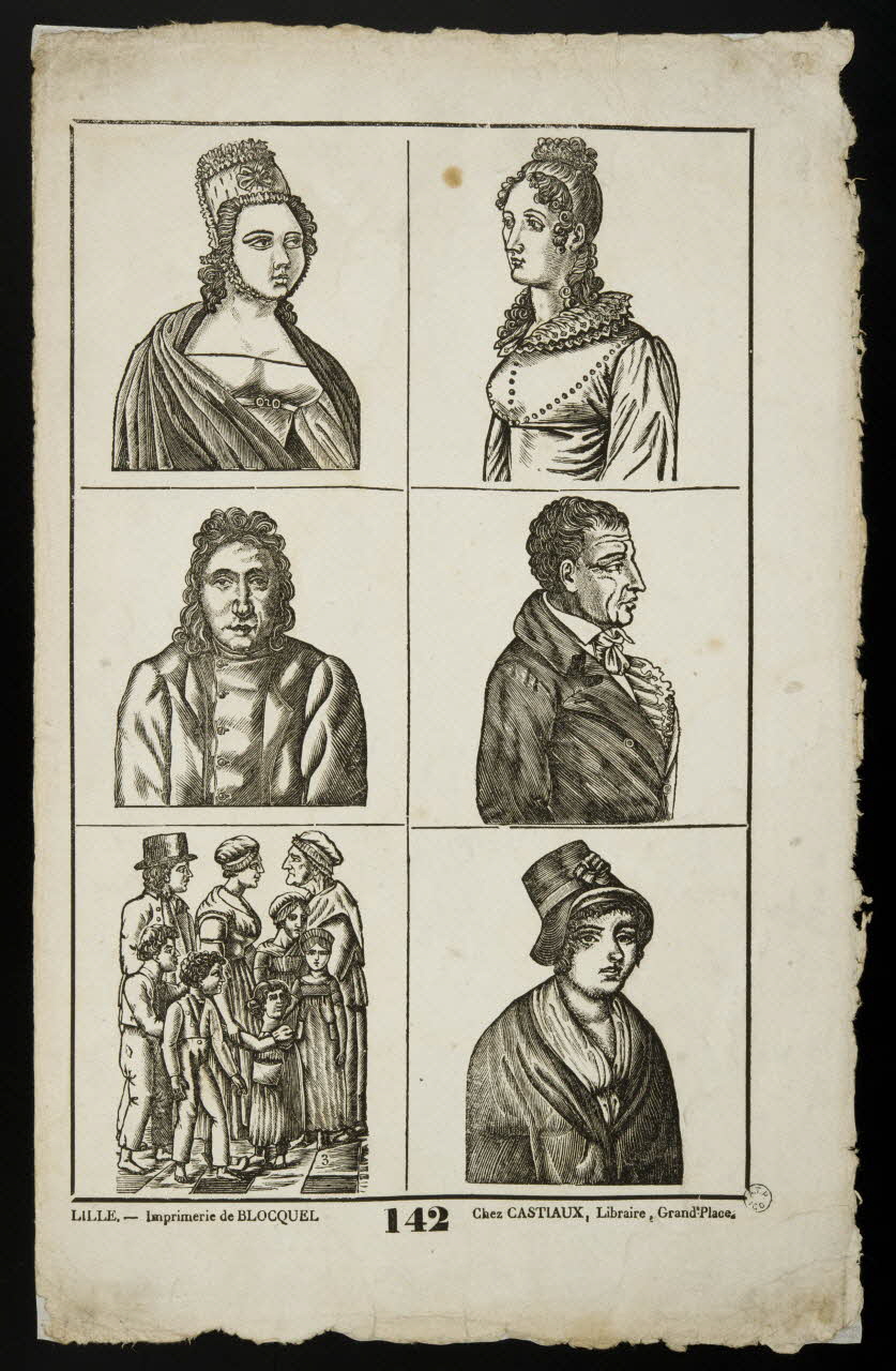 Jean-Baptiste Castiaux ; Simon-François Blocquel imagerie ancienne Planche de portraits anonymes Lille 1809-1837 1965.75.476 Photo