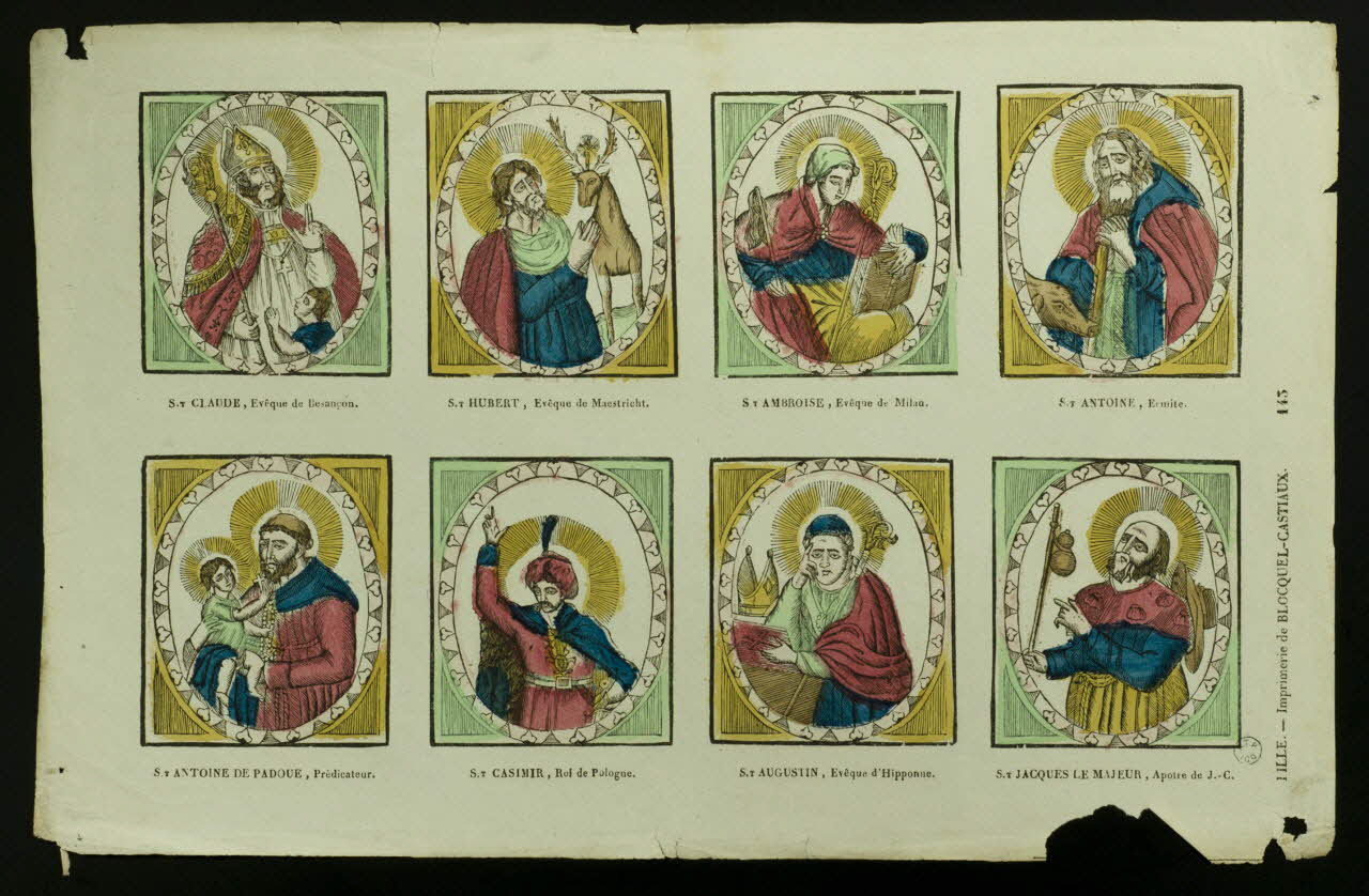 Simon-François Blocquel ; Jean-Baptiste Castiaux suite de figures (2x4) Planche de saintetés France 1837-1863 1965.75.477 Photo