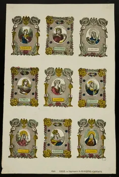 Antoine Thiébault ; Jean-Baptiste Castiaux ; Simon-François Blocquel suite de figures (3x3) Planche de saintetés Lille 1829-1863 1965.75.478 Photo