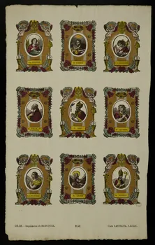 Antoine Thiébault ; Jean-Baptiste Castiaux ; Simon-François Blocquel imagerie ancienne Planche de saintetés Lille 1829-1837 1965.75.482 Photo
