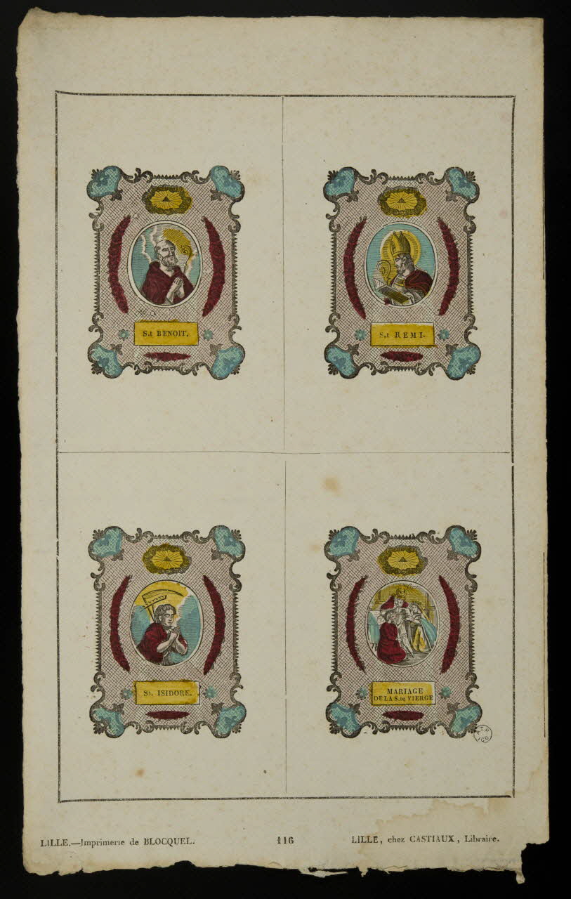 Jean-Baptiste Castiaux imagerie ancienne Planche de saintetés Lille 1809-1837 1965.75.483 Photo