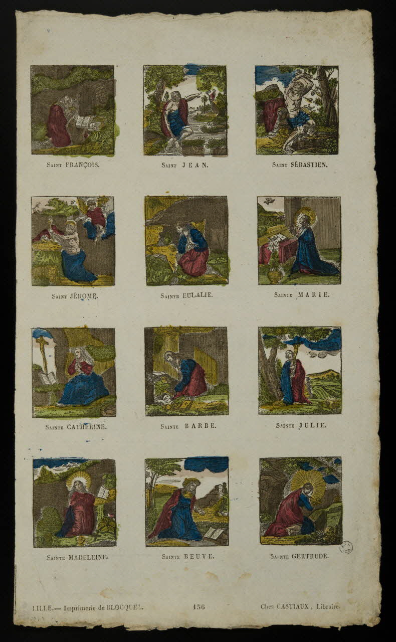 Jean-Baptiste Castiaux ; Simon-François Blocquel imagerie ancienne Planche de saintetés Lille 1809-1837 1965.75.485 Photo