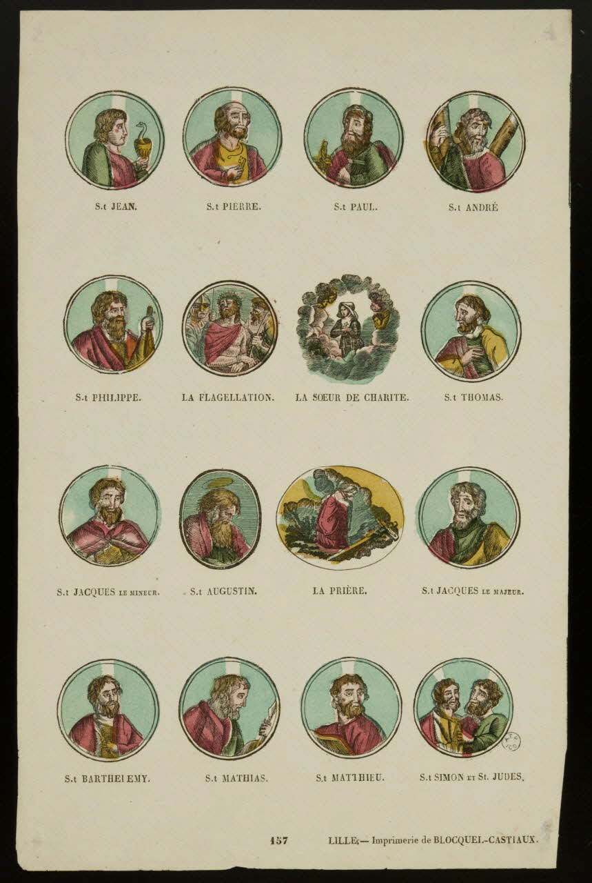 Jean-Baptiste Castiaux ; Simon-François Blocquel suite de figures (4x4) Planche de saintetés Lille 1837-1863 1965.75.486 Photo