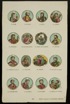Jean-Baptiste Castiaux ; Simon-François Blocquel suite de figures (4x4) Planche de saintetés Lille 1837-1863 1965.75.486 Photo