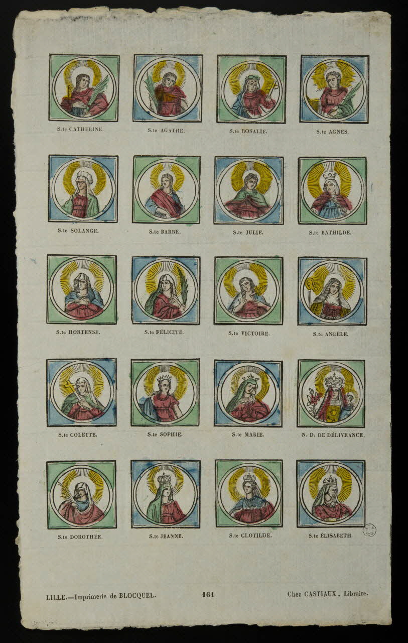 Jean-Baptiste Castiaux ; Simon-François Blocquel imagerie ancienne Planche de saintetés Lille 1809-1837 1965.75.489 Photo