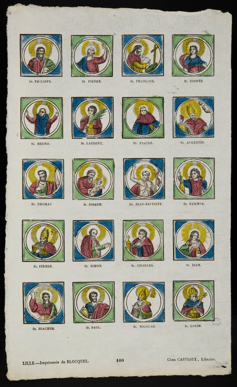 Jean-Baptiste Castiaux ; Simon-François Blocquel imagerie ancienne Planche de saintetés Lille 1809-1837 1965.75.490 Photo