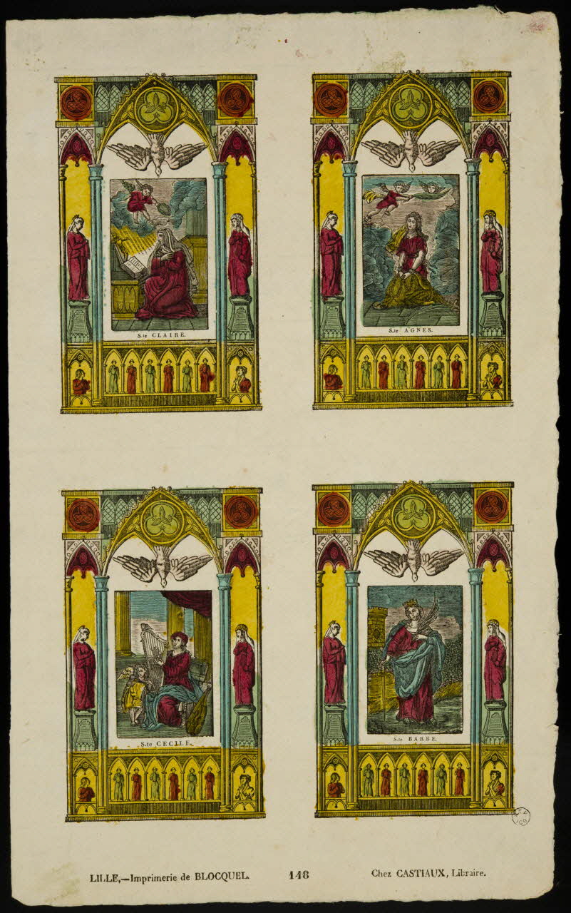 Jean-Baptiste Castiaux ; Simon-François Blocquel imagerie ancienne PLANCHE DE SAINTETES Lille 1809-1837 1965.75.494 Photo
