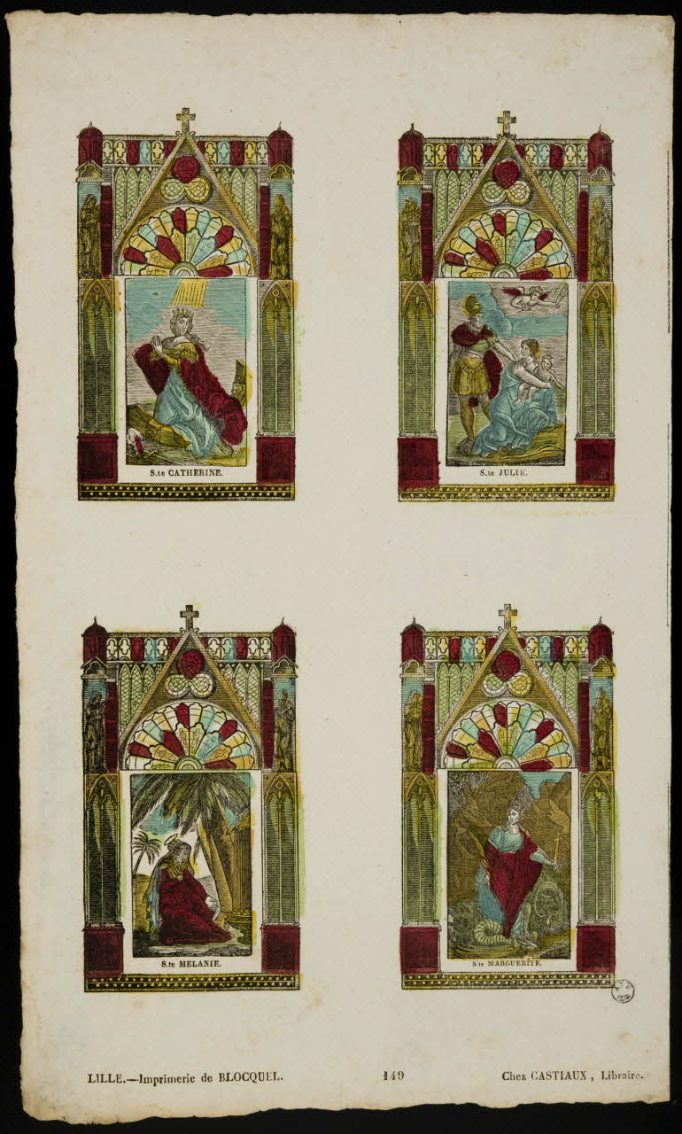Jean-Baptiste Castiaux ; Simon-François Blocquel imagerie ancienne Planche de saintetés Lille 1809-1837 1965.75.495 Photo