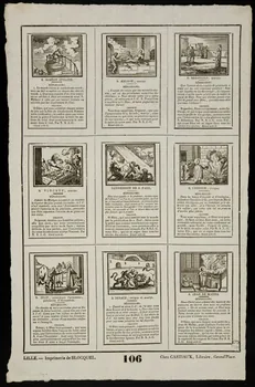 Jean-Michel Papillon ; Jean-Baptiste Castiaux ; Simon-François Blocquel imagerie ancienne Planche de saintetés Lille 1809-1837 1965.75.500 Photo