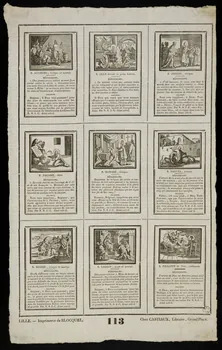 Jean-Baptiste Castiaux ; Simon-François Blocquel imagerie ancienne Planche de saintetés Lille 1809-1837 1965.75.504 Photo