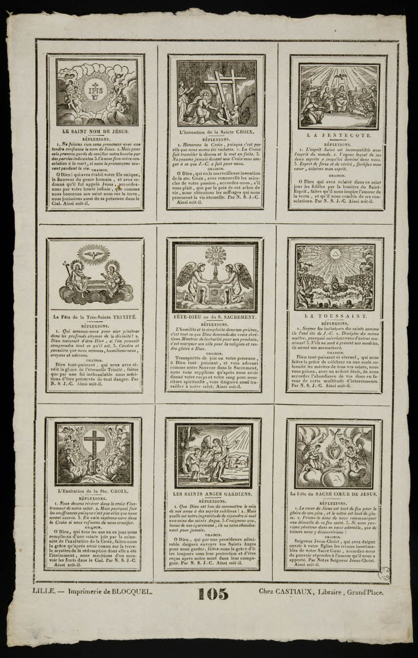 Jean-Baptiste Castiaux ; Simon-François Blocquel imagerie ancienne Planche de saintetés Lille 1809-1837 1965.75.509 Photo