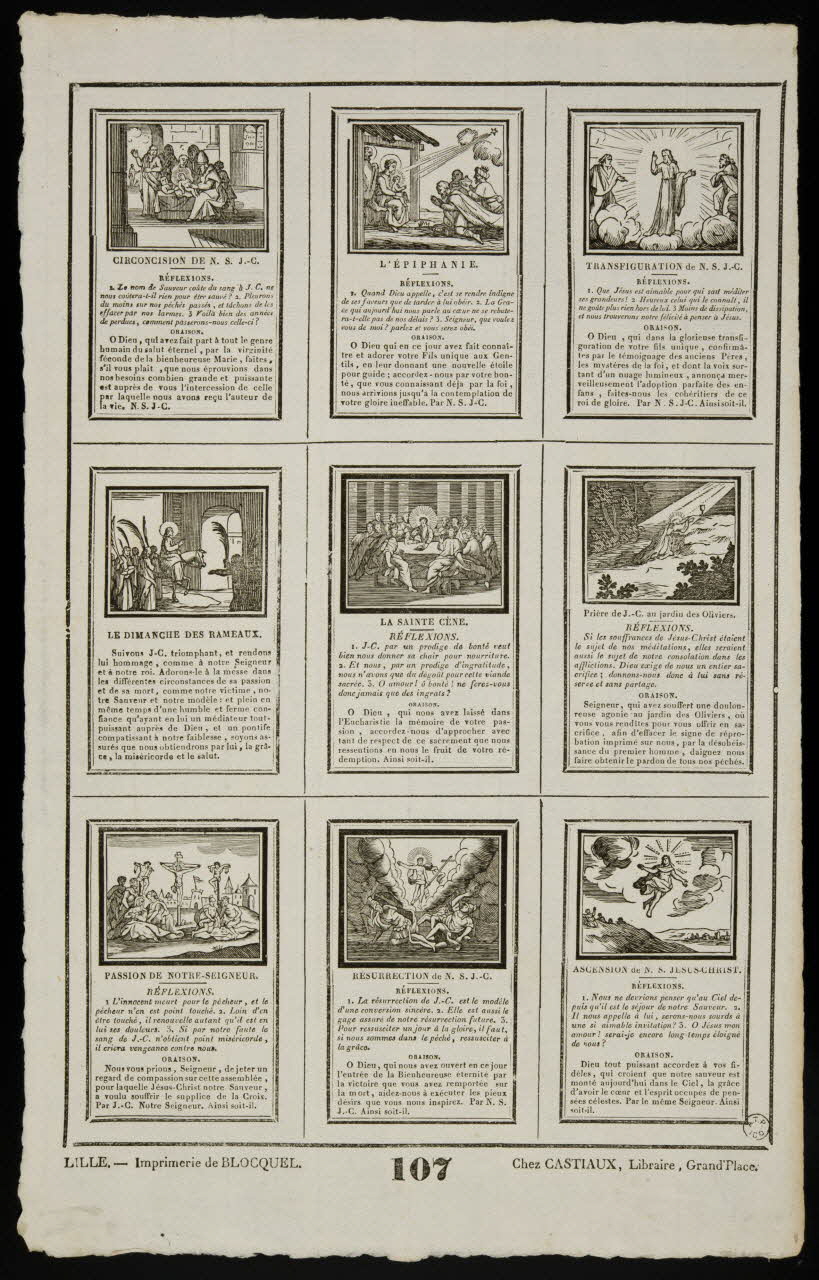 Jean-Baptiste Castiaux ; Simon-François Blocquel imagerie ancienne Planche de saintetés Lille 1809-1837 1965.75.510 Photo