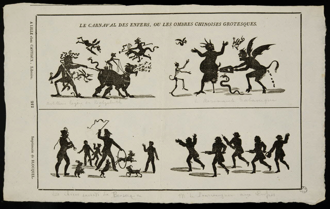 Jean-Baptiste Castiaux ; Simon-François Blocquel imagerie ancienne LE CARNAVAL DES ENFERS, OU LES OMBRES CHINOISES GROTESQUES. Lille 1809-1837 1965.75.523 Photo