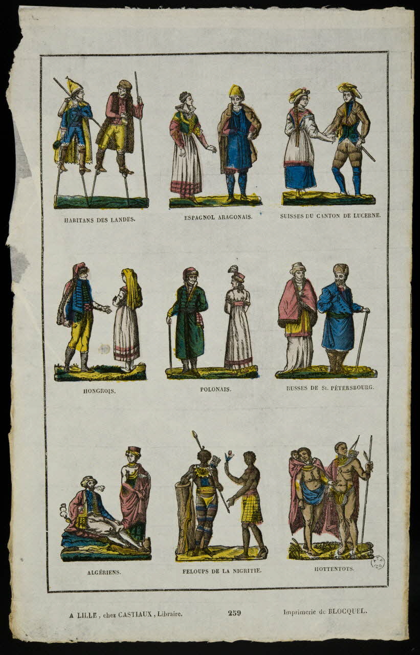 Jean-Baptiste Castiaux ; Simon-François Blocquel imagerie ancienne Planche de figures Lille 1809-1837 1965.75.536 Photo
