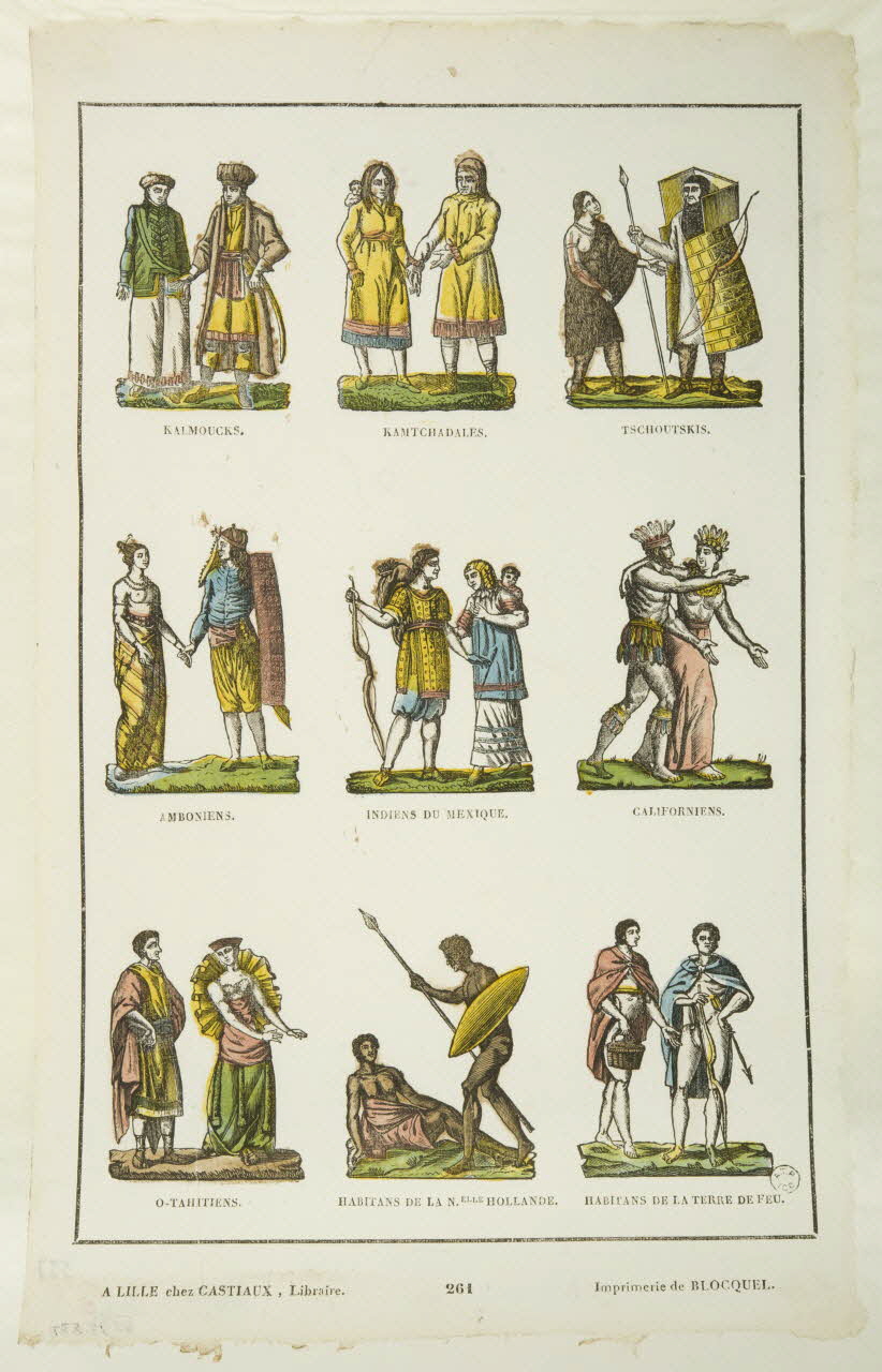 Jean-Baptiste Castiaux ; Simon-François Blocquel imagerie ancienne Planche d'indigènes Lille 1809-1837 1965.75.537 Photo