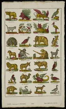 Jean-Baptiste Castiaux ; Simon-François Blocquel imagerie ancienne Planche d'animaux Lille 1809-1837 1965.75.542 Photo