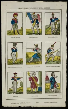Jean-Baptiste Castiaux ; Simon-François Blocquel imagerie ancienne TROUPES FRANCAISES ET ETRANGERES (OFFICIER DANOIS...SOLDAT INVALIDE) Lille 1809-1837 1965.75.545 Photo