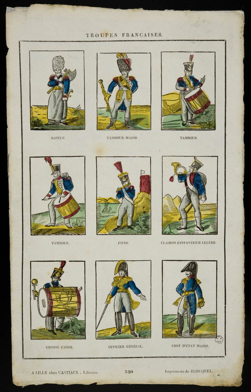 Jean-Baptiste Castiaux ; Simon-François Blocquel imagerie ancienne Planche de militaires Lille 1809-1837 1965.75.546 Photo