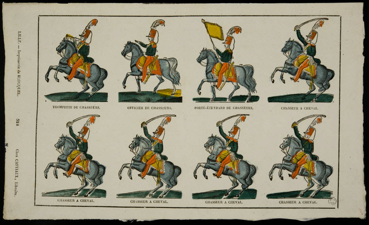 Jean-Baptiste Castiaux ; Simon-François Blocquel imagerie ancienne Planche de militaires Lille 1809-1837 1965.75.550 Photo