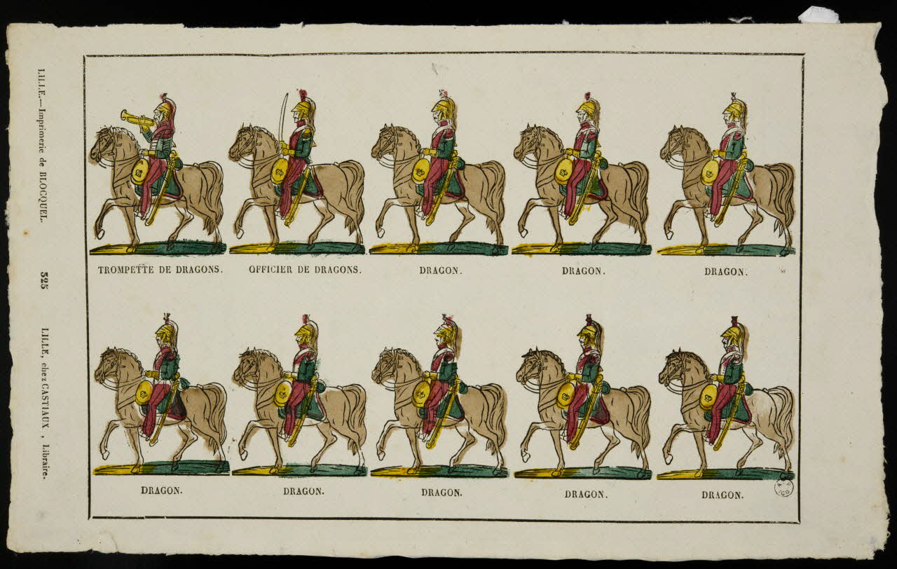 Jean-Baptiste Castiaux ; Simon-François Blocquel imagerie ancienne Planche de militaires Lille 1809-1837 1965.75.551 Photo