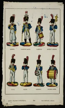 Jean-Baptiste Castiaux ; Simon-François Blocquel imagerie ancienne Planche de militaires musiciens Lille 1809-1837 1965.75.556 Photo