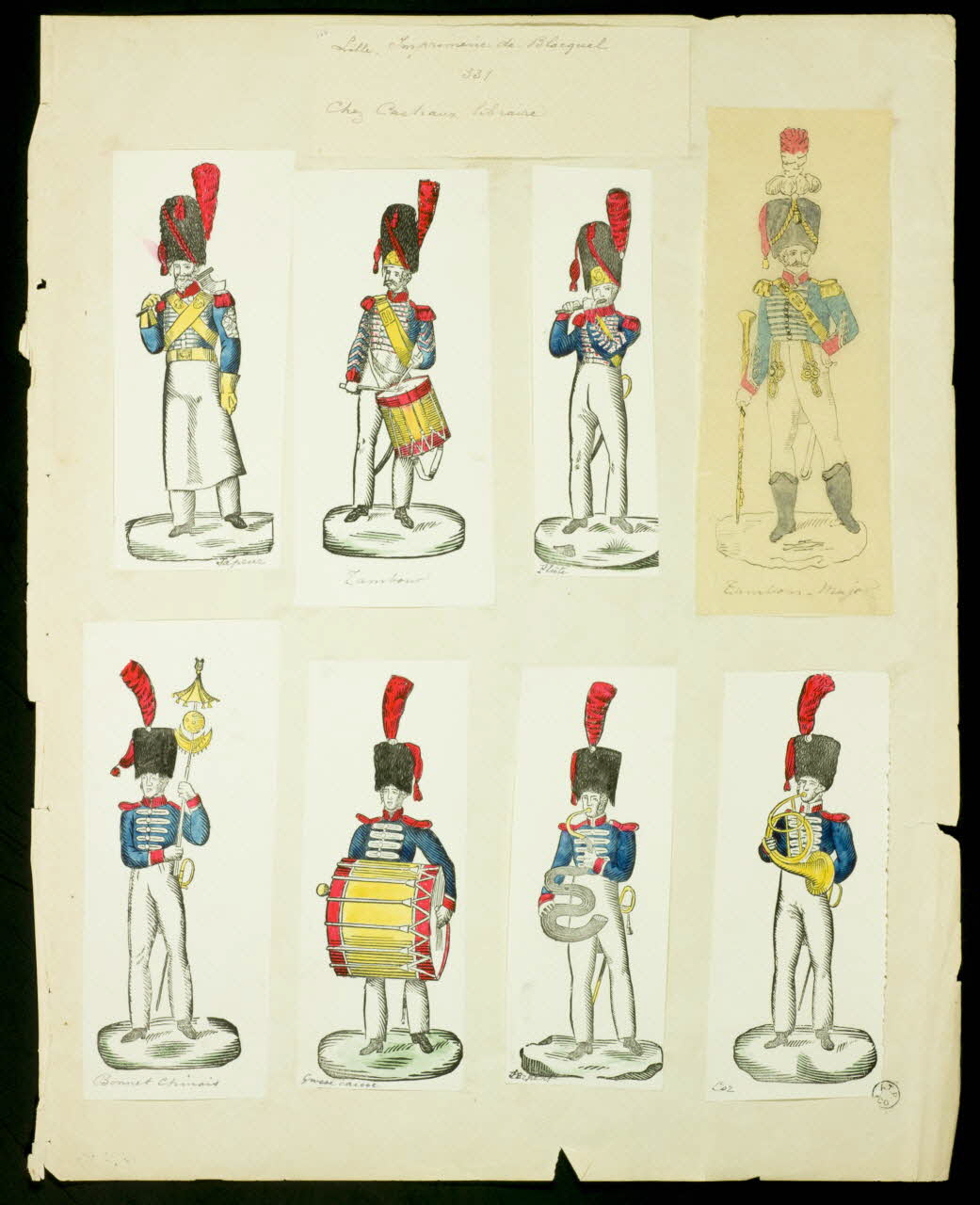 Jean-Baptiste Castiaux ; Simon-François Blocquel estampe Planche de militaires Lille 1809-1837 1965.75.557 Photo