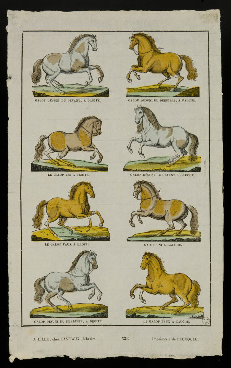 Henri Désiré Porret ; Jean-Baptiste Castiaux ; Simon-François Blocquel imagerie ancienne Chevaux au galop Lille 1809-1837 1965.75.562 Photo
