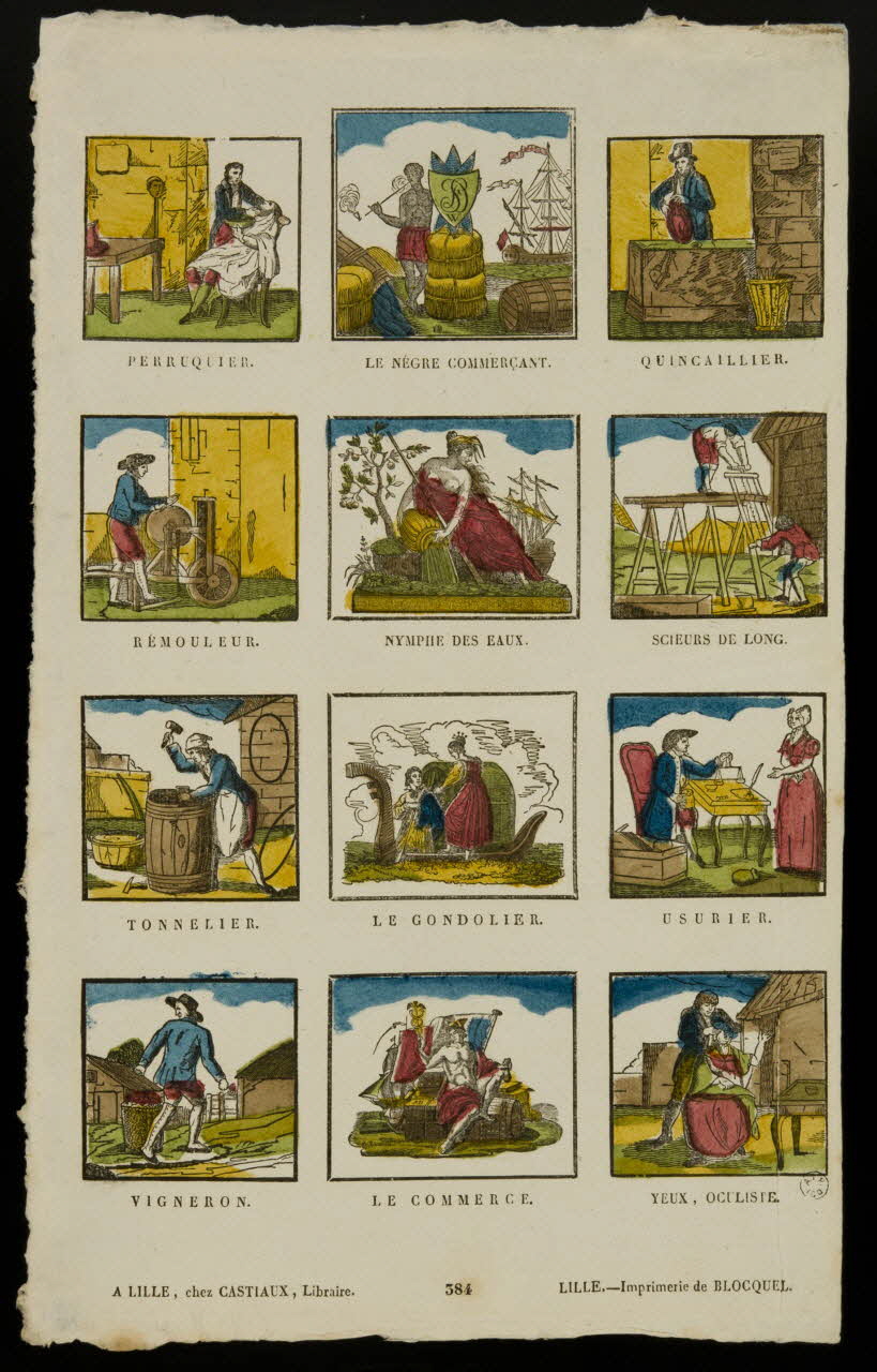 imagerie ancienne Planche de petits métiers et d'allégories 1965.75.564 Photo