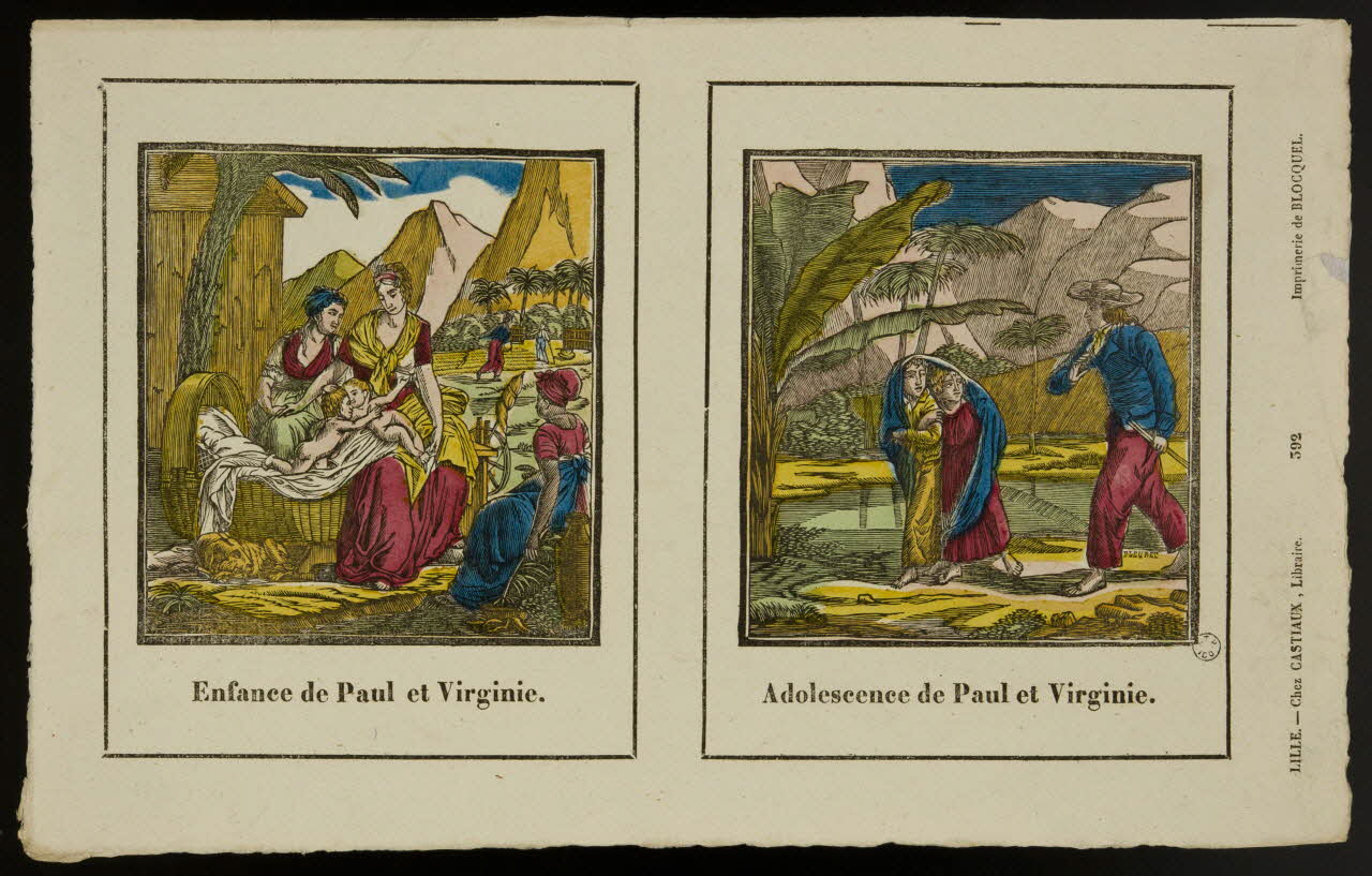 Fleuret ; Jean-Baptiste Castiaux ; Simon-François Blocquel imagerie ancienne Enfance de Paul et Virginie. Chartres 1828-1837 1965.75.566 Photo