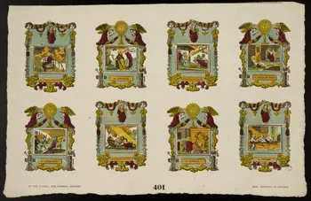 Antoine Thiébault ; Jean-Baptiste Castiaux ; Simon-François Blocquel imagerie ancienne Planche de saintetés Lille 1830-1837 1965.75.568 Photo