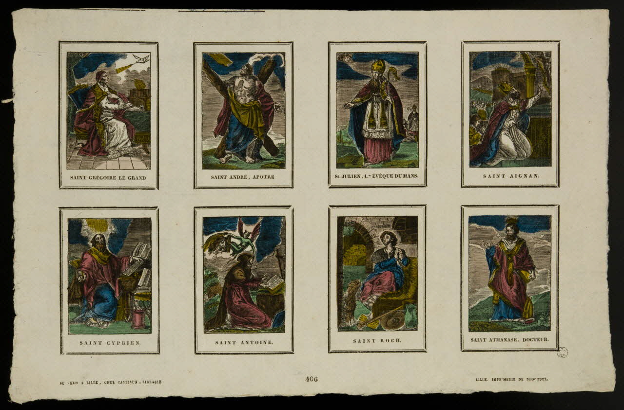 Jean-Baptiste Castiaux ; Simon-François Blocquel imagerie ancienne Planche de saintetés Lille 1809-1837 1965.75.570 Photo