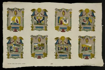 Antoine Thiébault ; Jean-Baptiste Castiaux ; Simon-François Blocquel imagerie ancienne Planche de saintetés Lille 1830-1837 1965.75.573 Photo