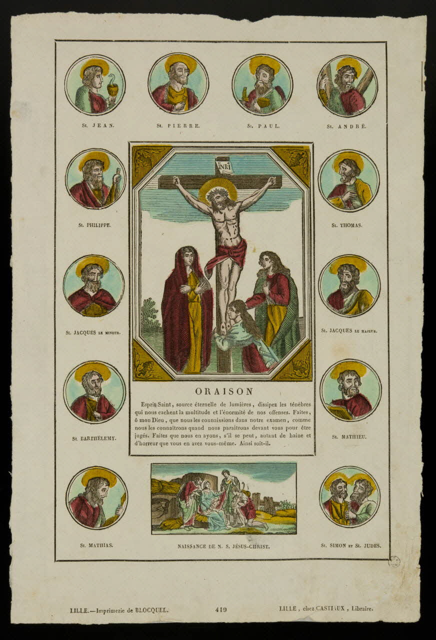 Jean-Baptiste Castiaux ; Simon-François Blocquel imagerie ancienne ORAISON Lille 1809-1837 1965.75.577 Photo