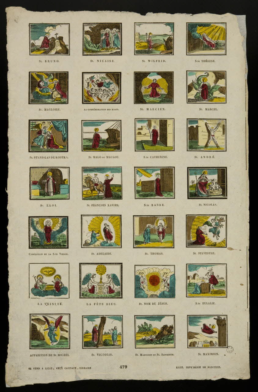 Jean-Baptiste Castiaux ; Simon-François Blocquel imagerie ancienne Planche de saintetés Lille 1809-1837 1965.75.587 Photo