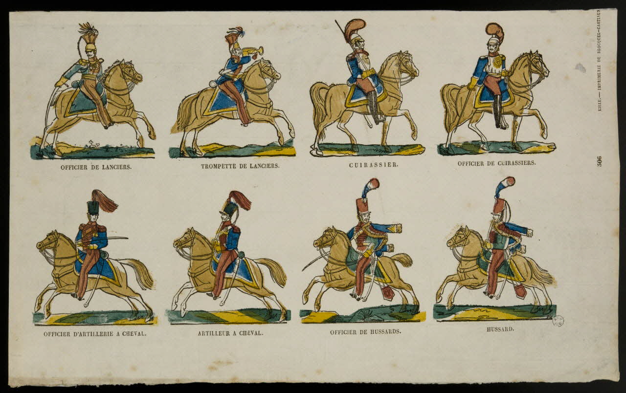 Jean-Baptiste Castiaux ; Simon-François Blocquel imagerie ancienne Planche de militaires Lille 1809-1837 1965.75.597 Photo