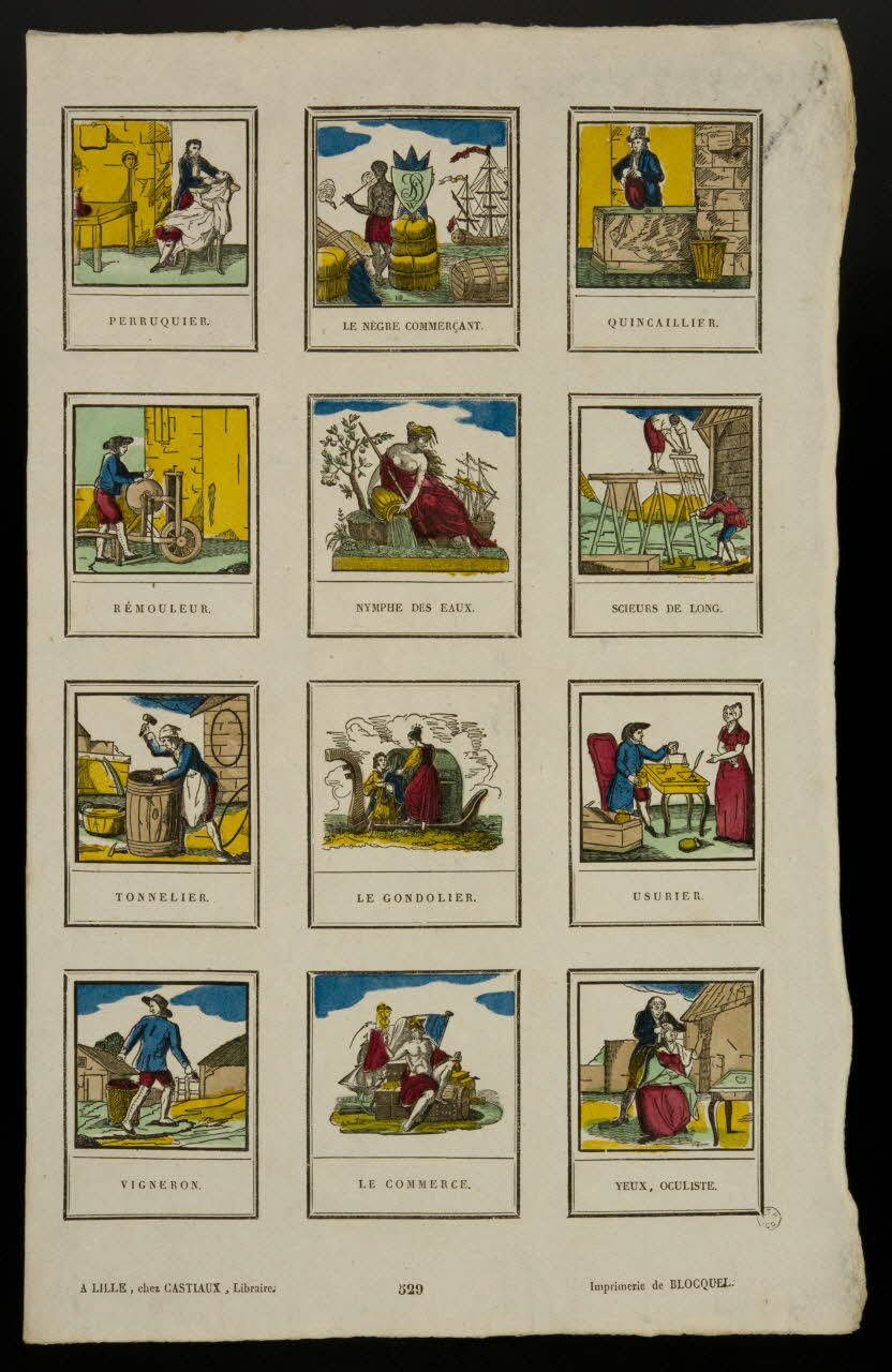 imagerie ancienne Planche de petits métiers et d'allégories 1965.75.607 Photo