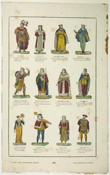 Jean-Baptiste Castiaux ; Simon-François Blocquel imagerie ancienne Planche des rois de France Lille 1809-1837 1965.75.611 Photo