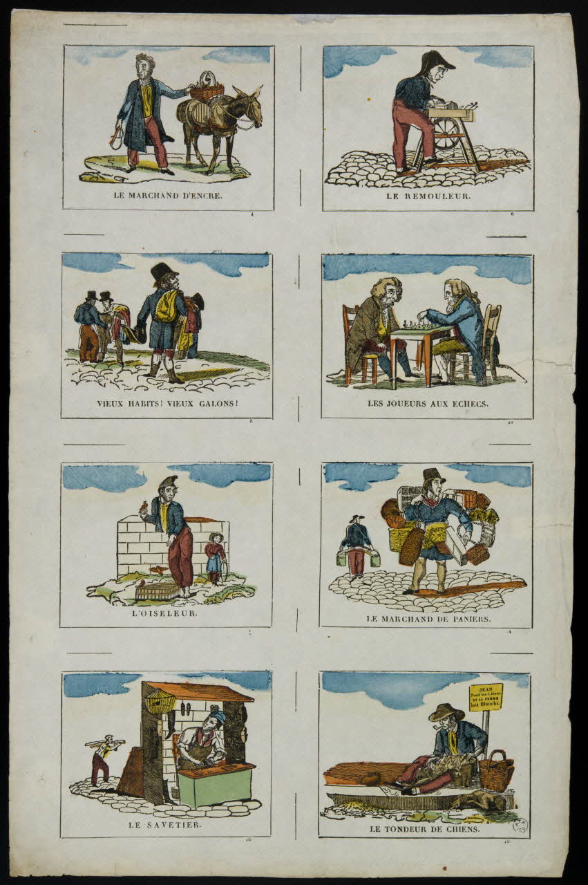 Jean-Baptiste Castiaux ; Simon-François Blocquel suite de scènes (4x2) Planche de petits métiers Lille 1809-1837 1965.75.645 Photo