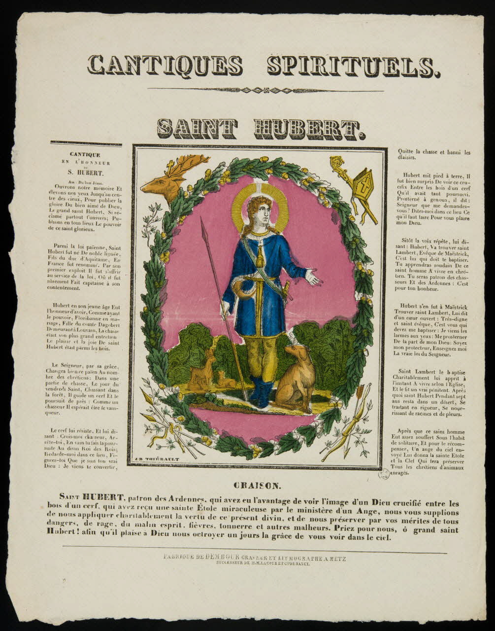 Jean-Baptiste Thiébault ; Adrien N. Dembour imagerie ancienne SAINT HUBERT. Metz 1835-1840 1965.75.659 Photo