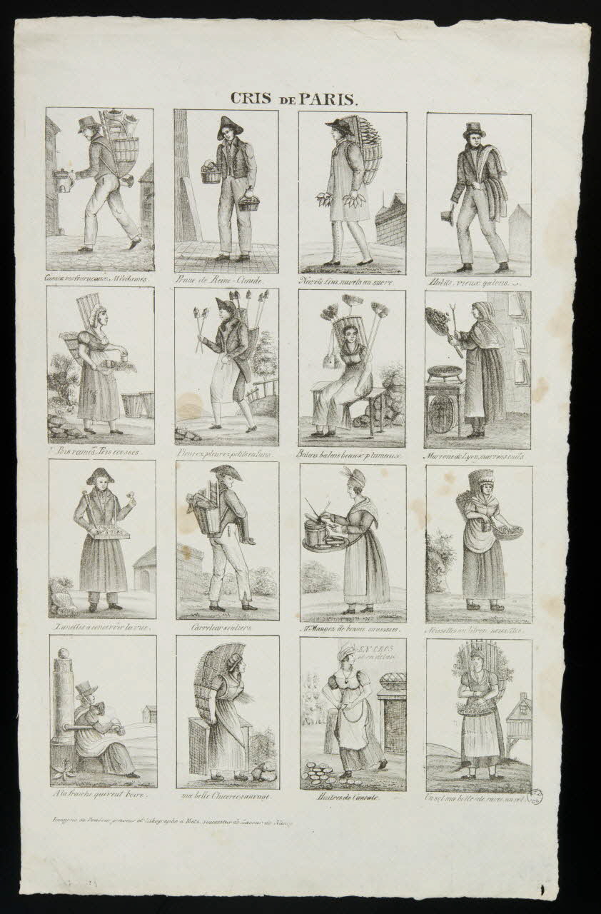 Adrien N. Dembour suite de scènes (4x4) CRIS DE PARIS. Metz 1835-1840 1965.75.664 Photo