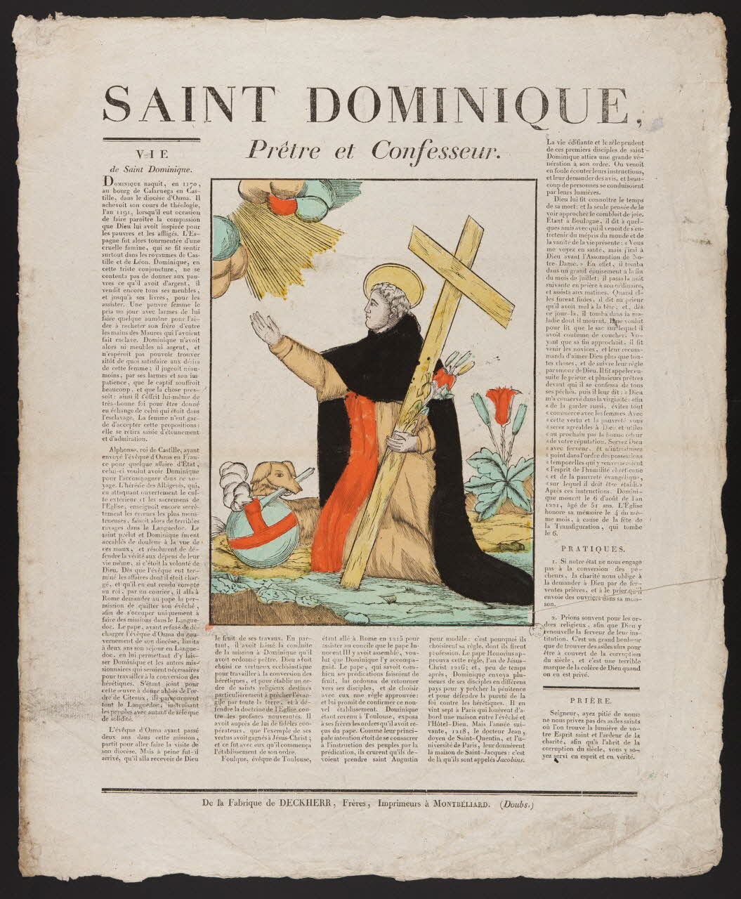 Théophile- Frédéric Deckherr imagerie ancienne SAINT DOMINIQUE,  Prêtre et Confeseur. Montbéliard 1830-1837 1965.75.689 Photo