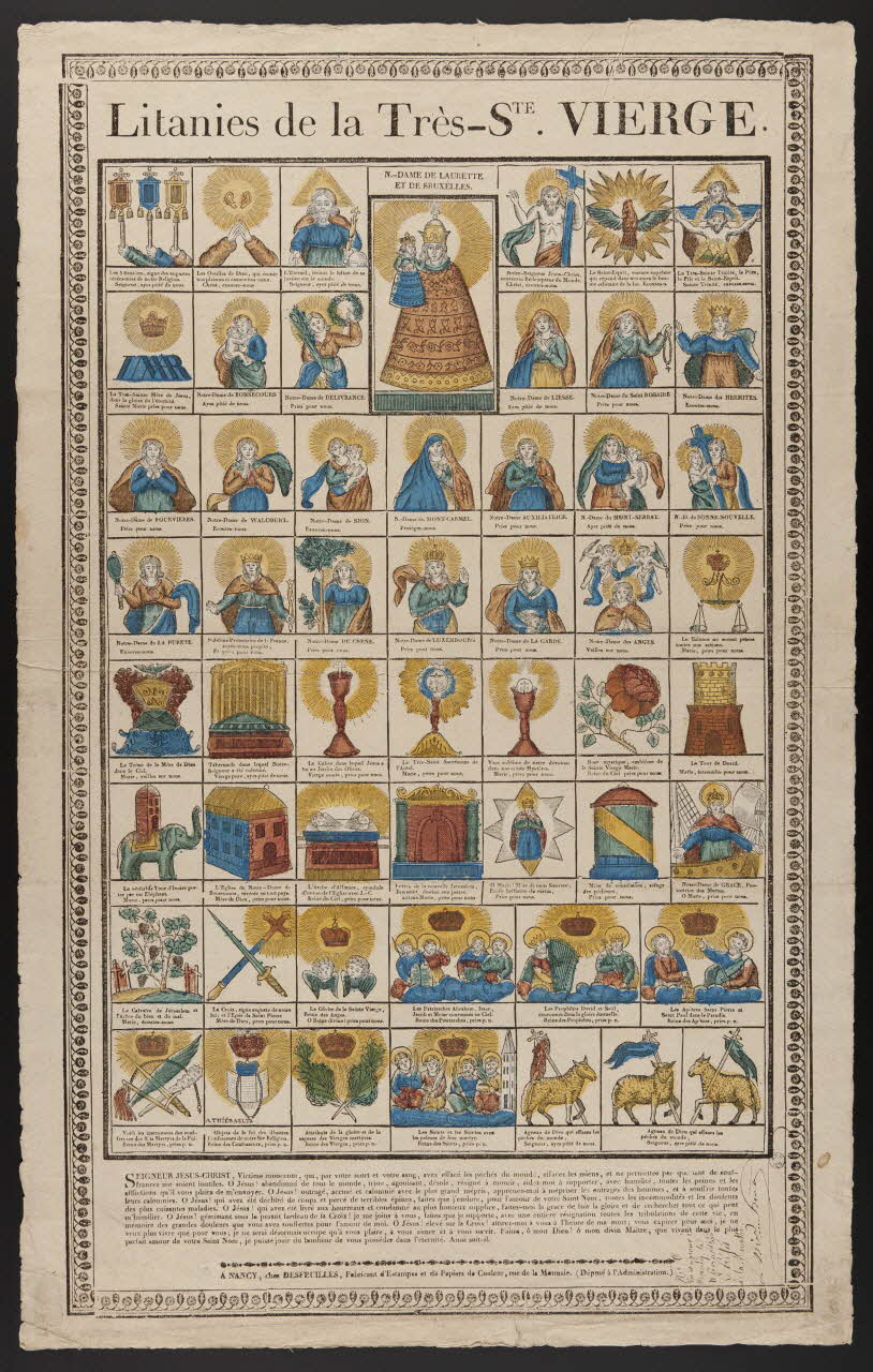 Antoine Thiébault ; François Desfeuilles imagerie ancienne Litanies de la Très - STE. VIERGE. Nancy 1826-1828 1965.75.713 Photo