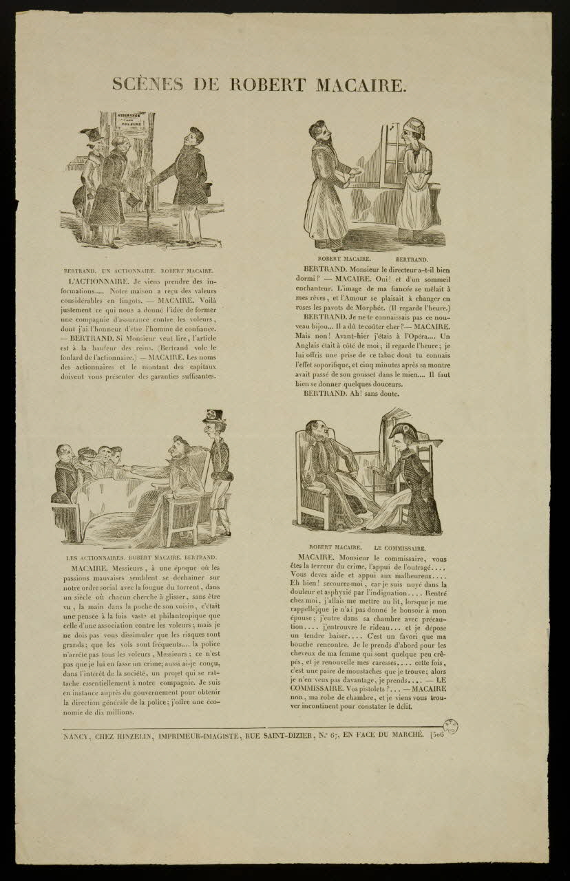Hinzelin suite de scènes (2x2) SCENES DE ROBERT MACAIRE. Nancy 1837-1840 1965.75.722 Photo
