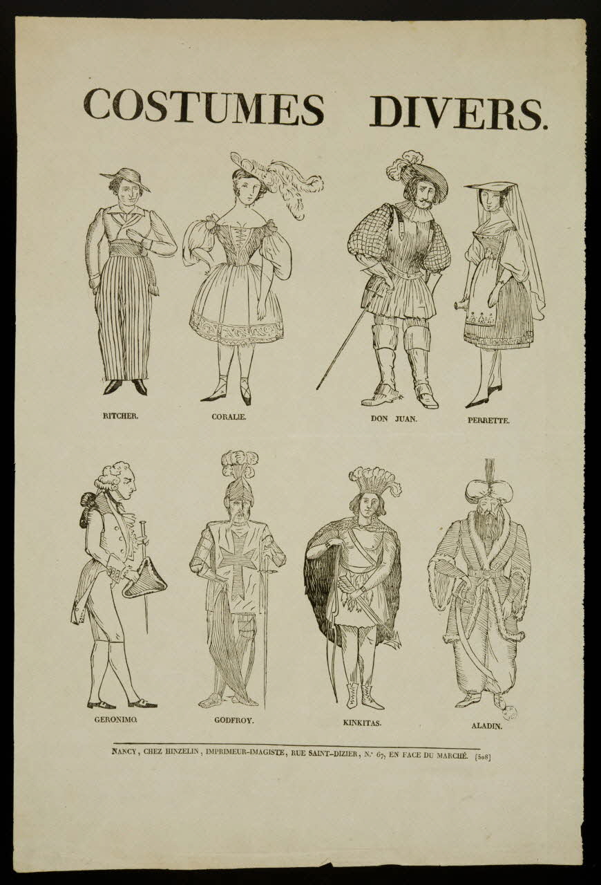 Hinzelin suite de figures (2x4) COSTUMES DIVERS. Nancy 1837-1840 1965.75.724 Photo