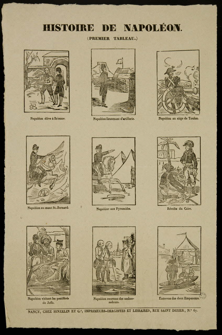Hinzelin suite de scènes (3x3) HISTOIRE DE NAPOLEON.  (PREMIER TABLEAU.) Nancy 1837-1840 1965.75.725 Photo