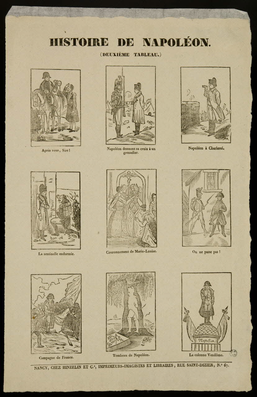 Hinzelin suite de scènes (3x3) HISTOIRE DE NAPOLEON.  (DEUXIEME TABLEAU.) Nancy 1837-1840 1965.75.726 Photo