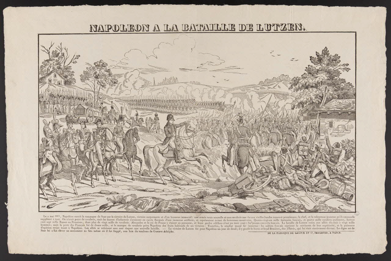 Nicolas Wendling ; Lacour Jacques Stanislas Prosper Hubert (imprimeur, libraire, imagerie ancienne NAPOLEON A LA BATAILLE DE LUTZEN. Nancy 1834-1836 1965.75.740 Photo